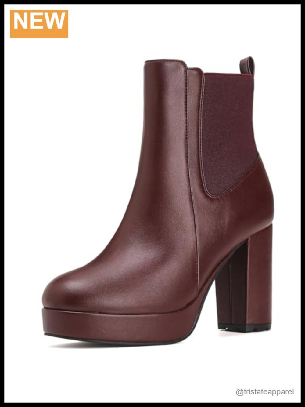 Women's Chunky High Heel Ankle Boots Platform Booties with Zipper (Faux Leather)